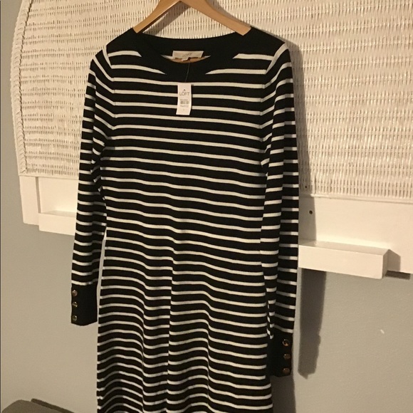 Loft Women’s Black and White Striped Dress (NWT) - Picture 2 of 10